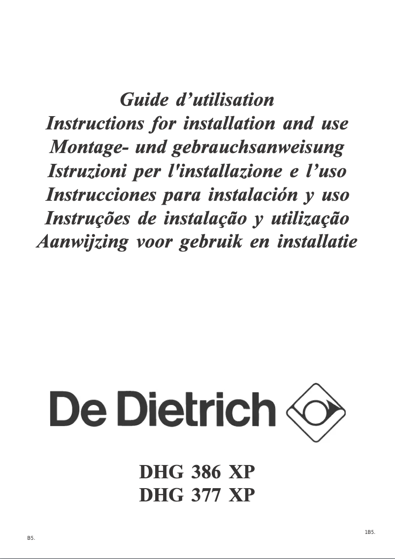 Page 1 de la notice Manuel utilisateur De Dietrich DHG 377 XP