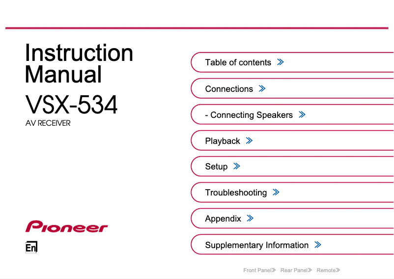 Page n°1 - Manuel utilisateur Klipsch VSX-534