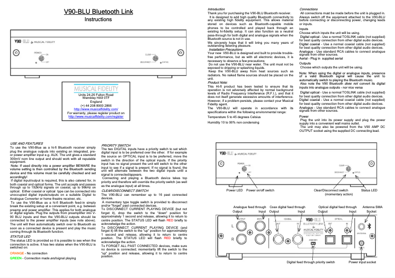 Image de la première page du manuel de l'appareil V90-BLU