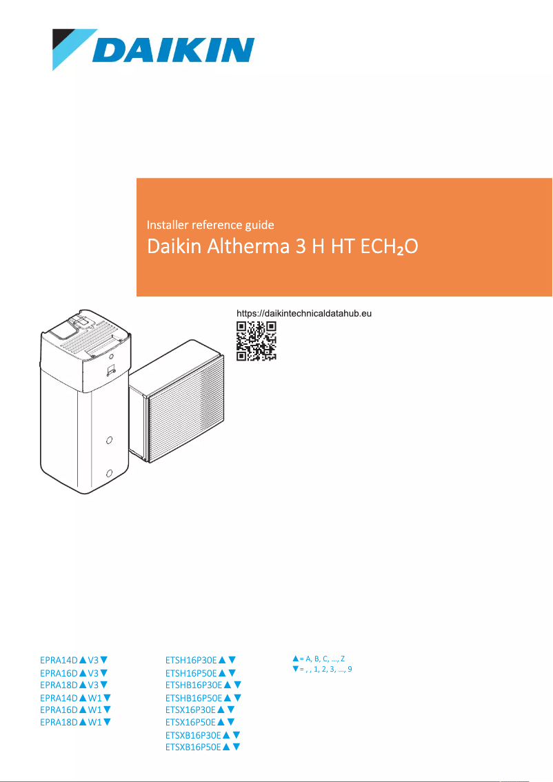 Page 1 de la notice Guide d'installation Daikin ETSHB16P30EF
