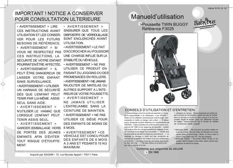 Image de la première page du manuel de l'appareil Twin Buggy