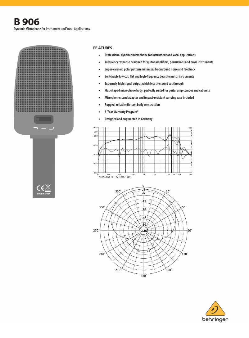 Page 1 de la notice Manuel utilisateur Behringer B 906