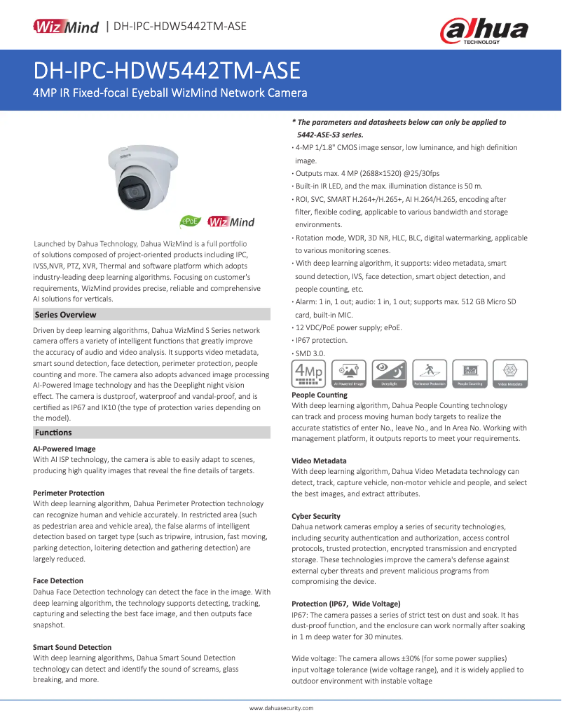 Image de la première page du manuel de l'appareil IPC-HDW5442TM-ASE