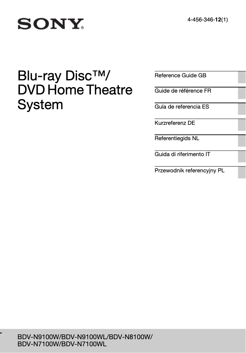 Page 1 de la notice Manuel utilisateur Sony BDV-N9100W