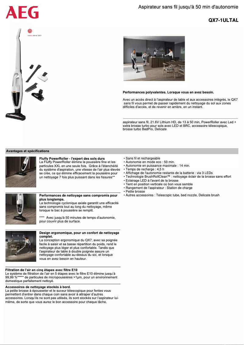 Page n°1 - Fiche technique AEG QX7-1ULTAL