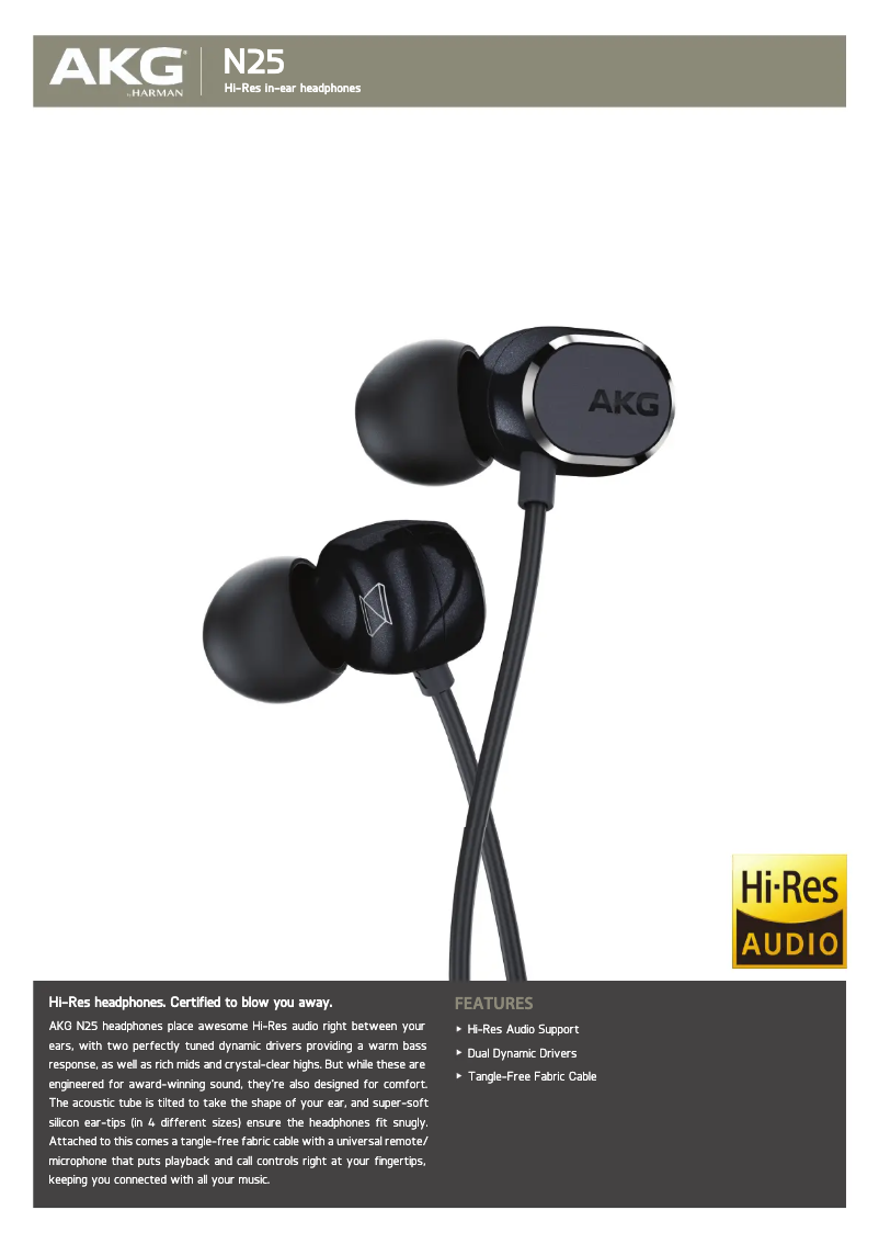 Page n°1 - Manuel utilisateur AKG N25