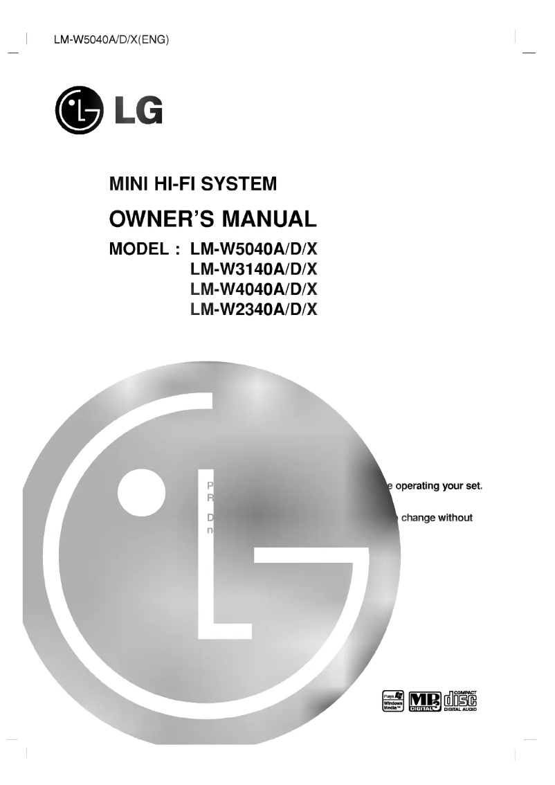 Page 1 de la notice Manuel utilisateur LG LM-W2340A