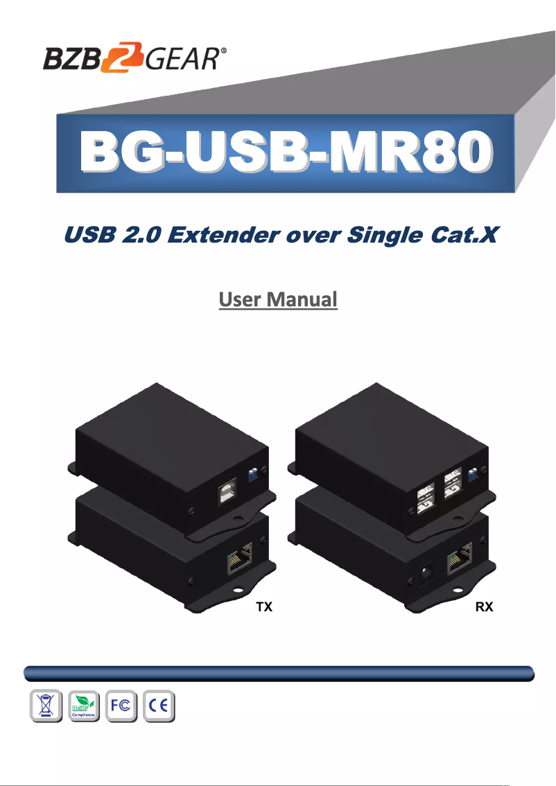 Page 1 de la notice Manuel utilisateur BZBGear USB-MR80