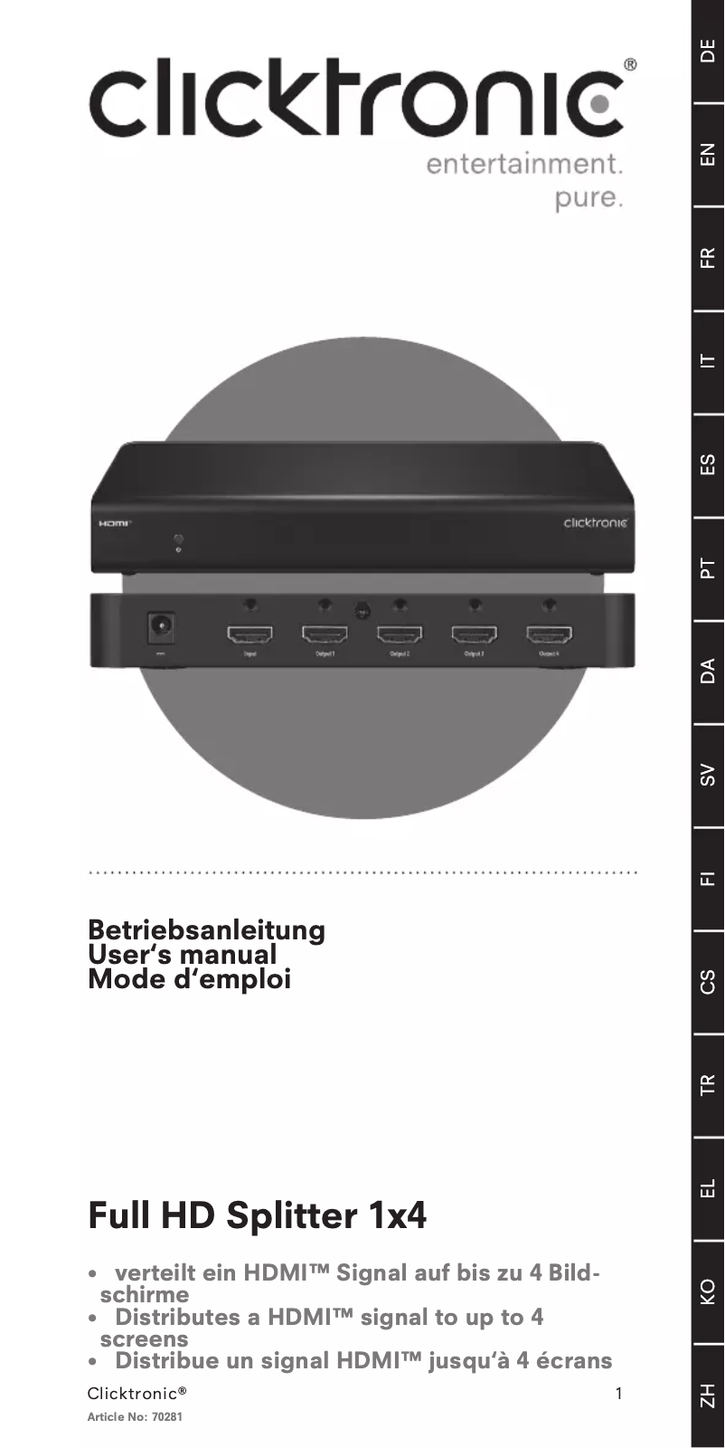 Page n°1 - Manuel utilisateur ClickTronic 60806