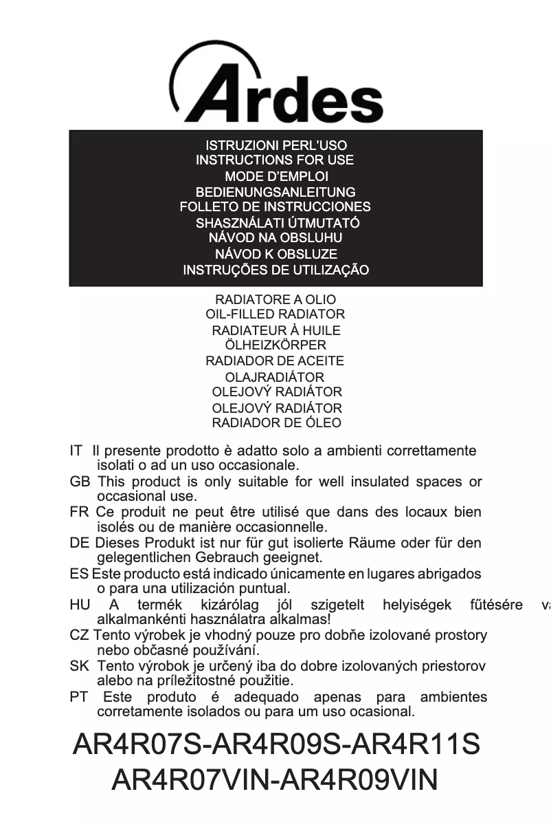 Page 1 de la notice Manuel utilisateur Ardes AR4R07S