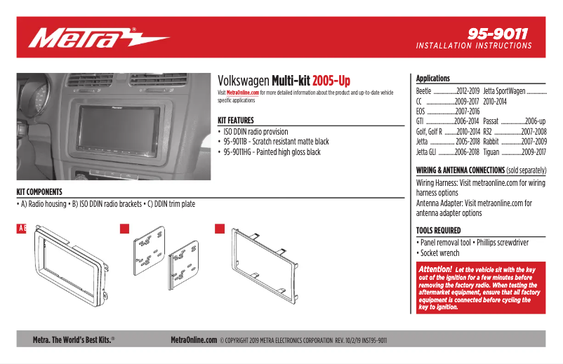 Page n°1 - Guide d'installation Metra 95-9011HG
