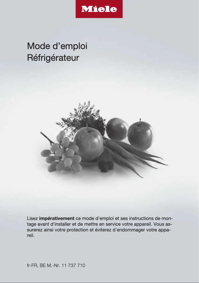 Page 1 de la notice Manuel utilisateur Miele K 7113 F