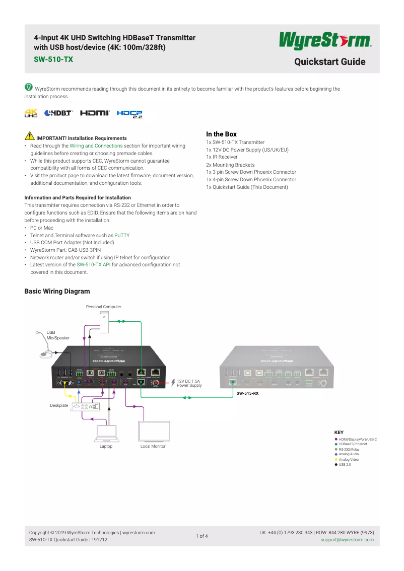 First page image of the manual for SW-510-TX