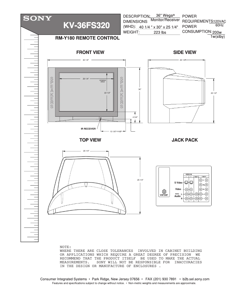 Page 1 de la notice Guide d'installation Sony KV-36FS320