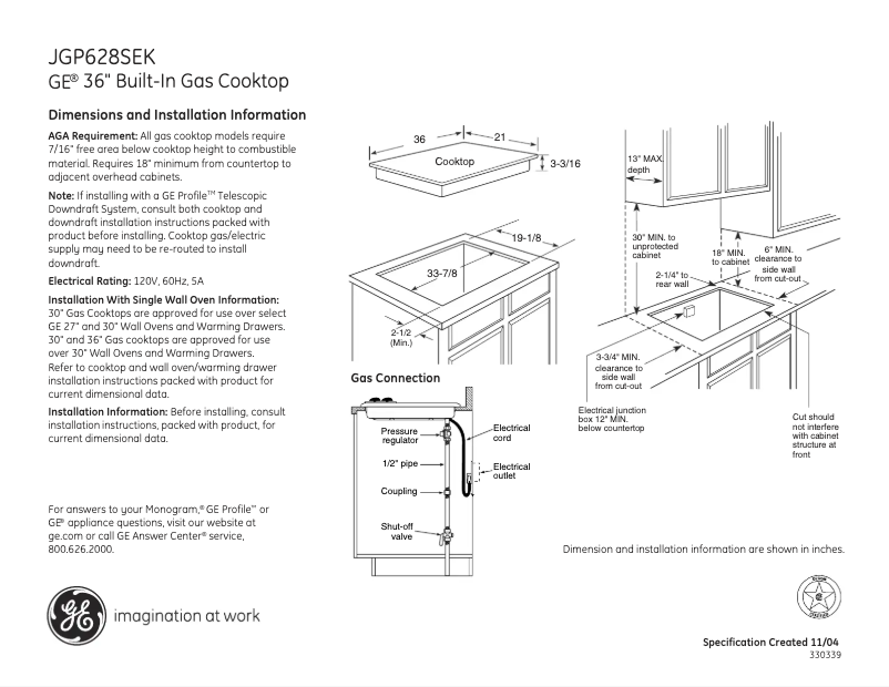 Page n°1 - Fiche technique GE JGP628SEKSS