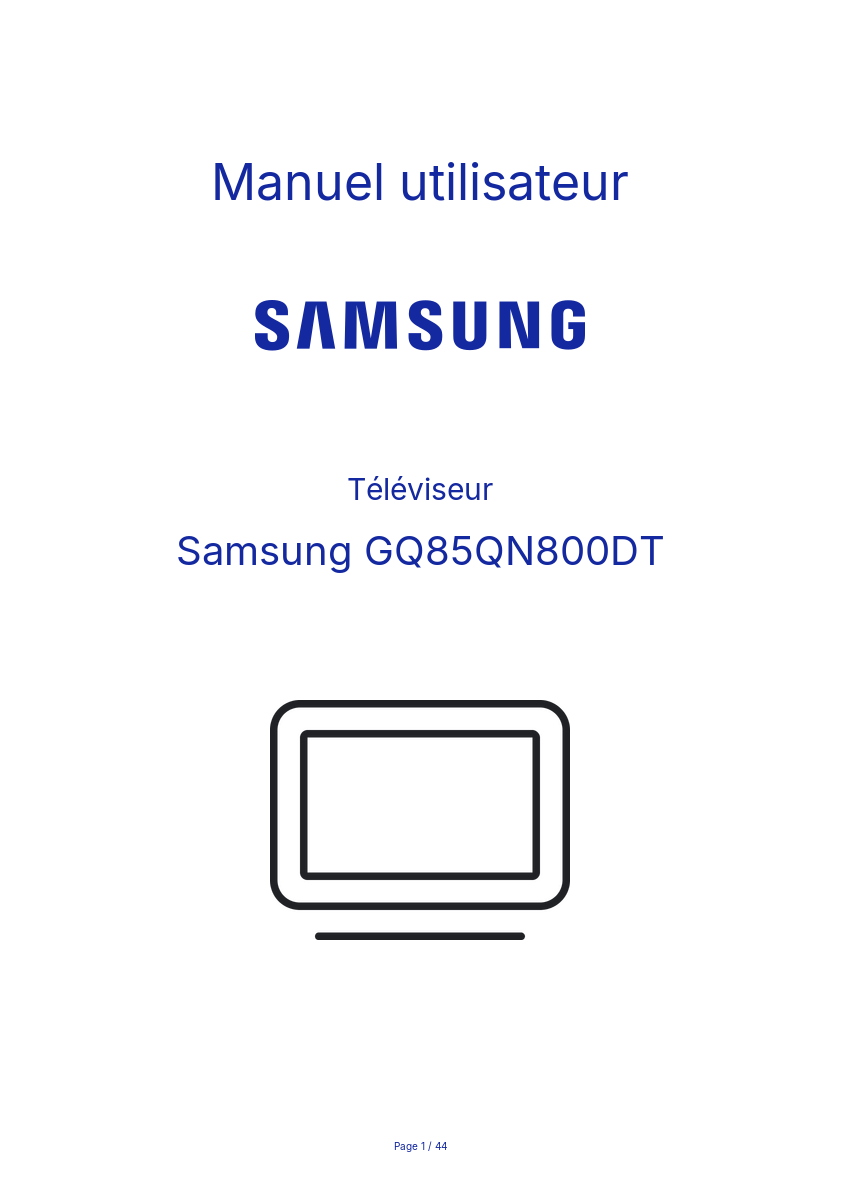 Page n°1 - Manuel utilisateur Samsung GQ85QN800DT