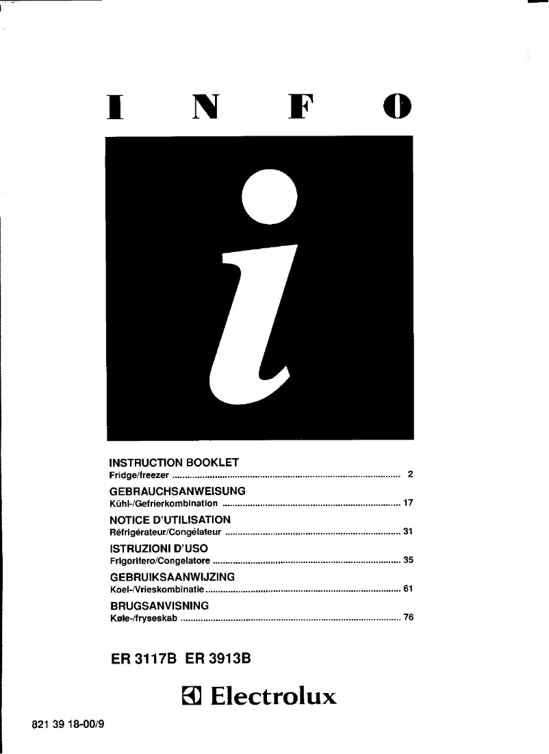 Page n°1 - Manuel utilisateur Electrolux ER 3318 B