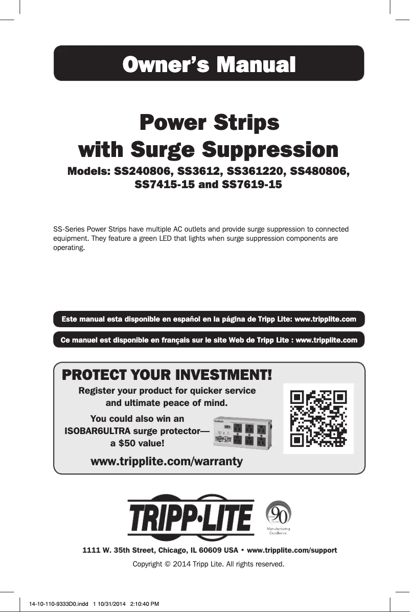 Page n°1 - Manuel utilisateur Tripp Lite SS361220
