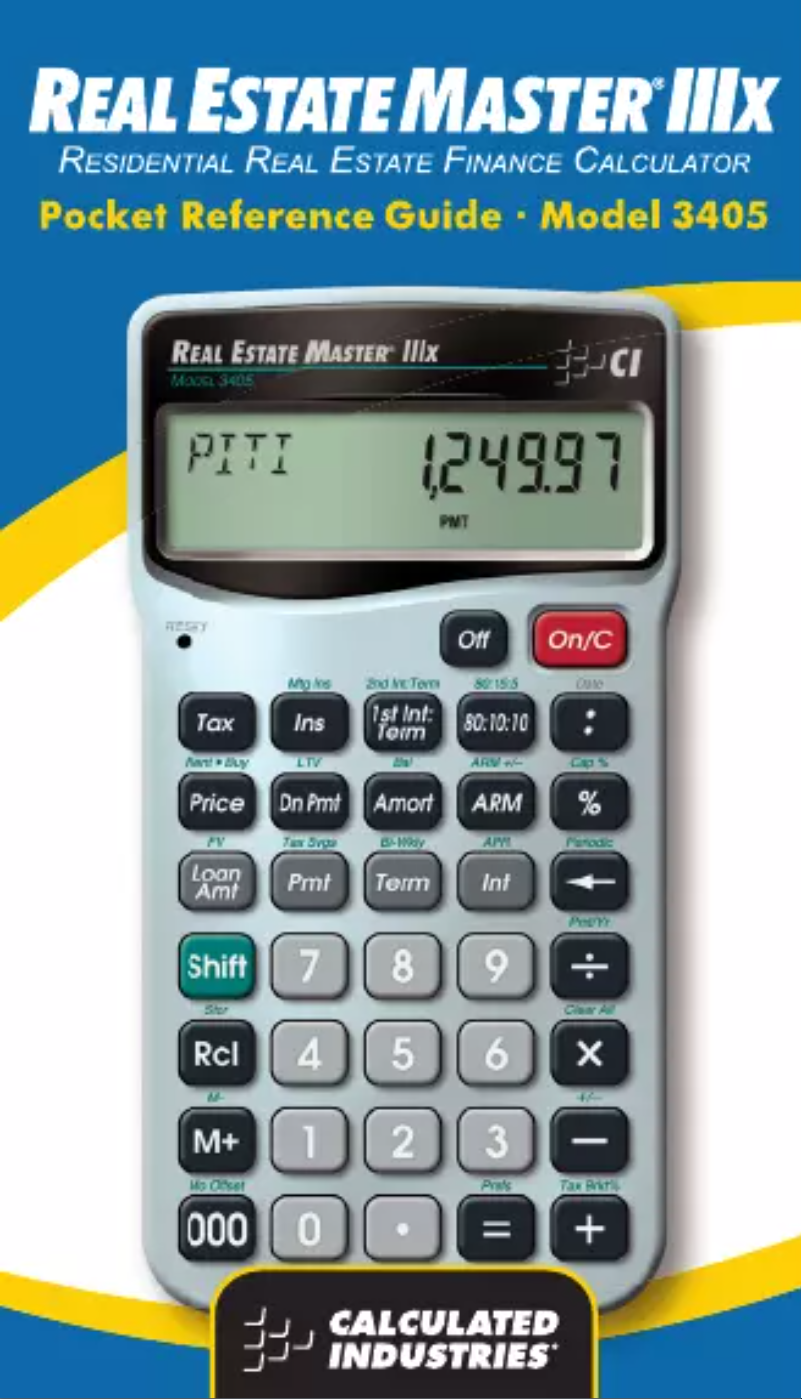 Page 1 de la notice Manuel utilisateur Calculated Industries Real Estate Master IIIx