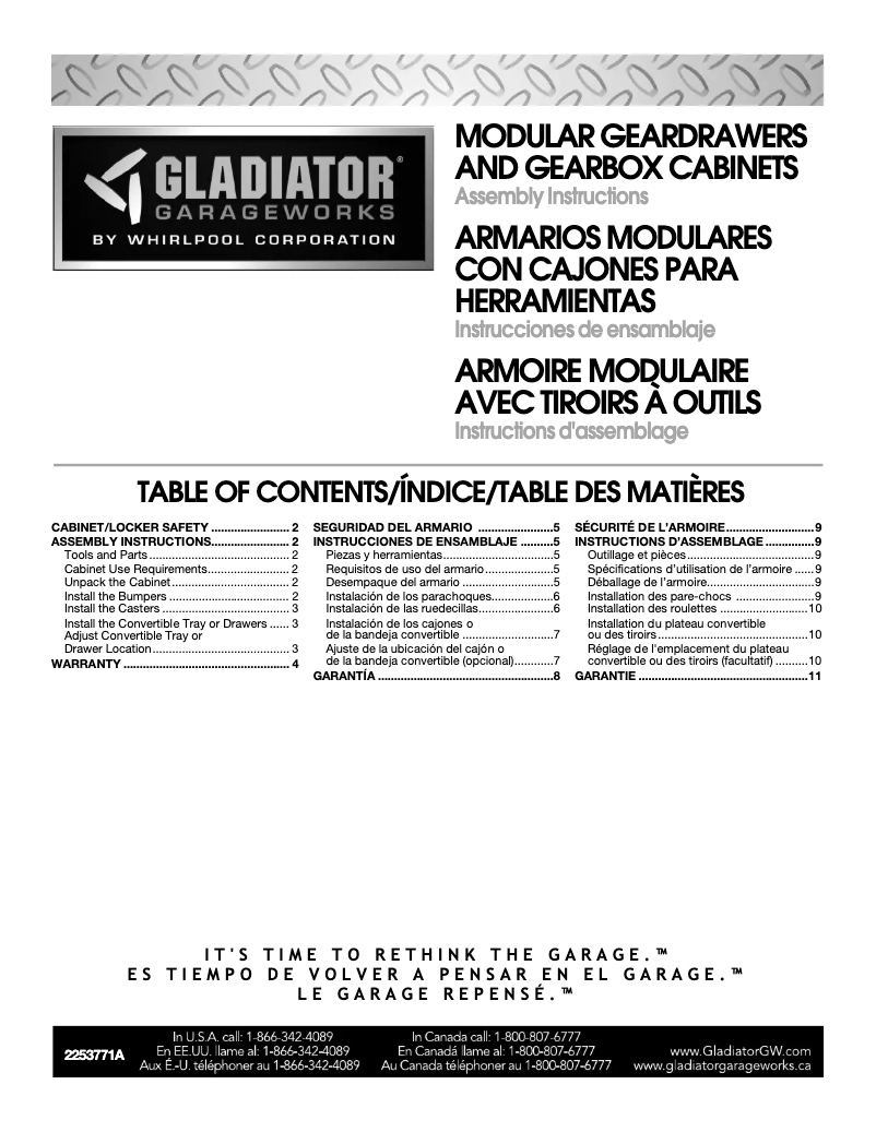 Page 1 de la notice Instructions / montage Gladiator GAGD275DRG