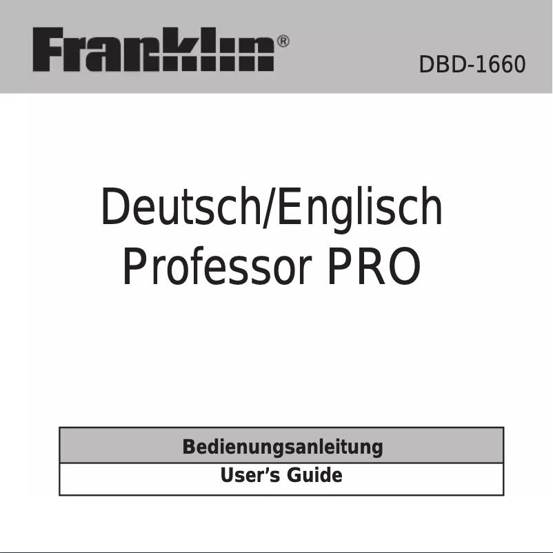 Page n°1 - Manuel utilisateur Franklin DBD-1660