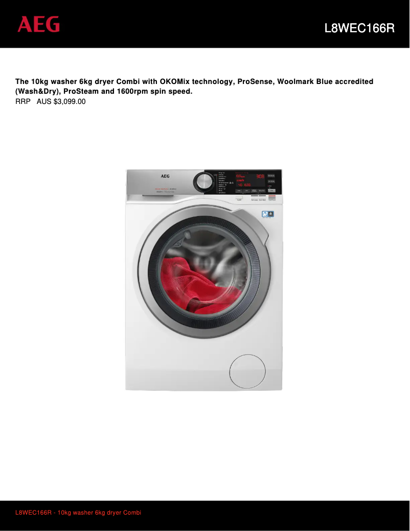 Imagen de la primera página del manual del dispositivo L8WEC166R