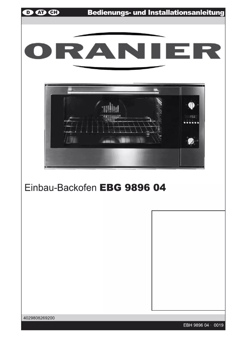 Page n°1 - Manuel utilisateur Oranier EBG 9896 04