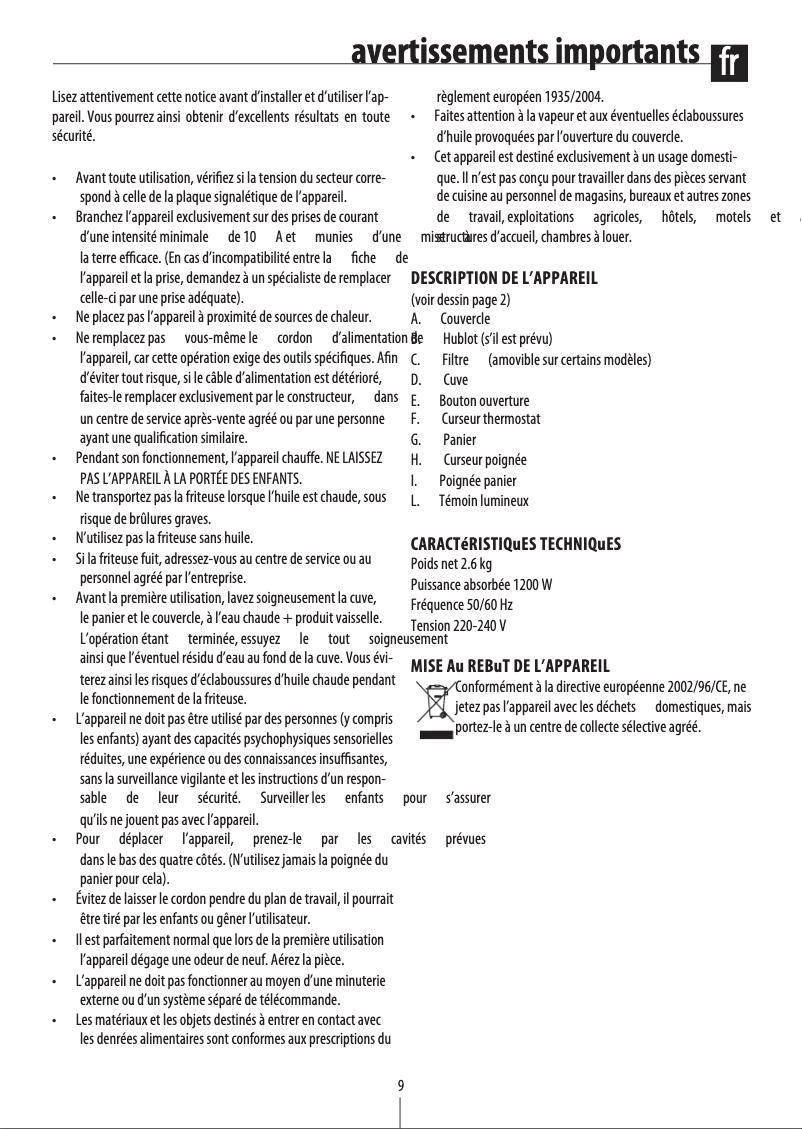 Image de la première page du manuel de l'appareil F13205