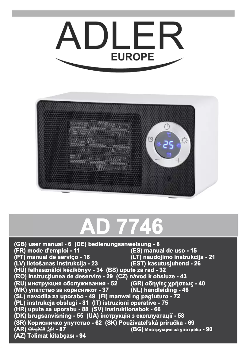 Page 1 de la notice Manuel utilisateur Adler AD 7746
