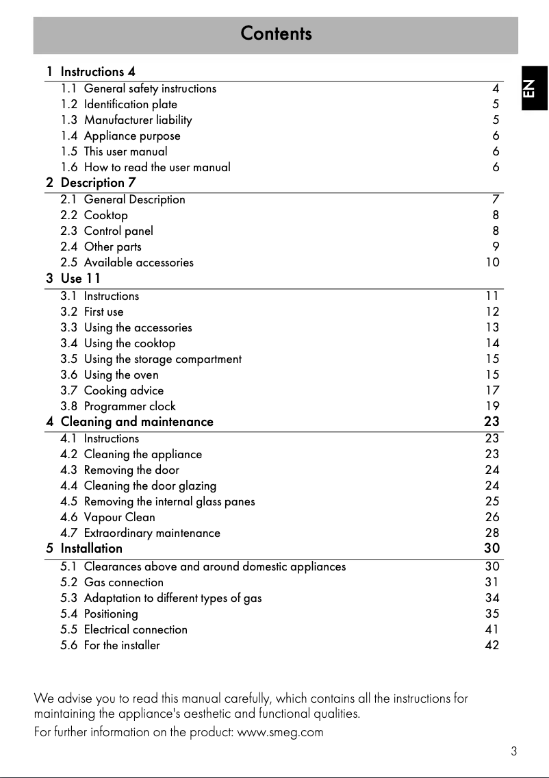 Página 1 del manual Manual de usuario Smeg CS95GMBNA