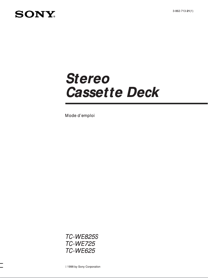 Page 1 de la notice Manuel utilisateur Sony TC-WE825S