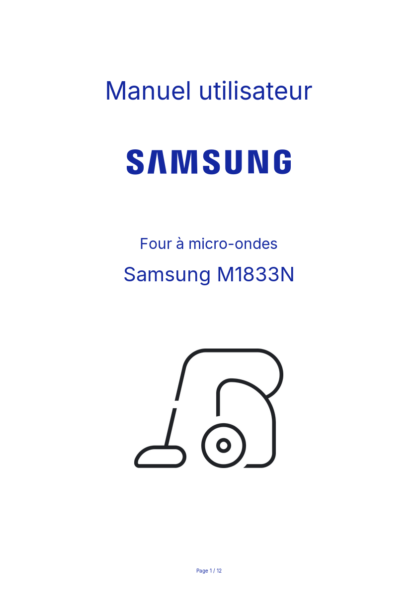 Image de la première page du manuel de l'appareil M1833N