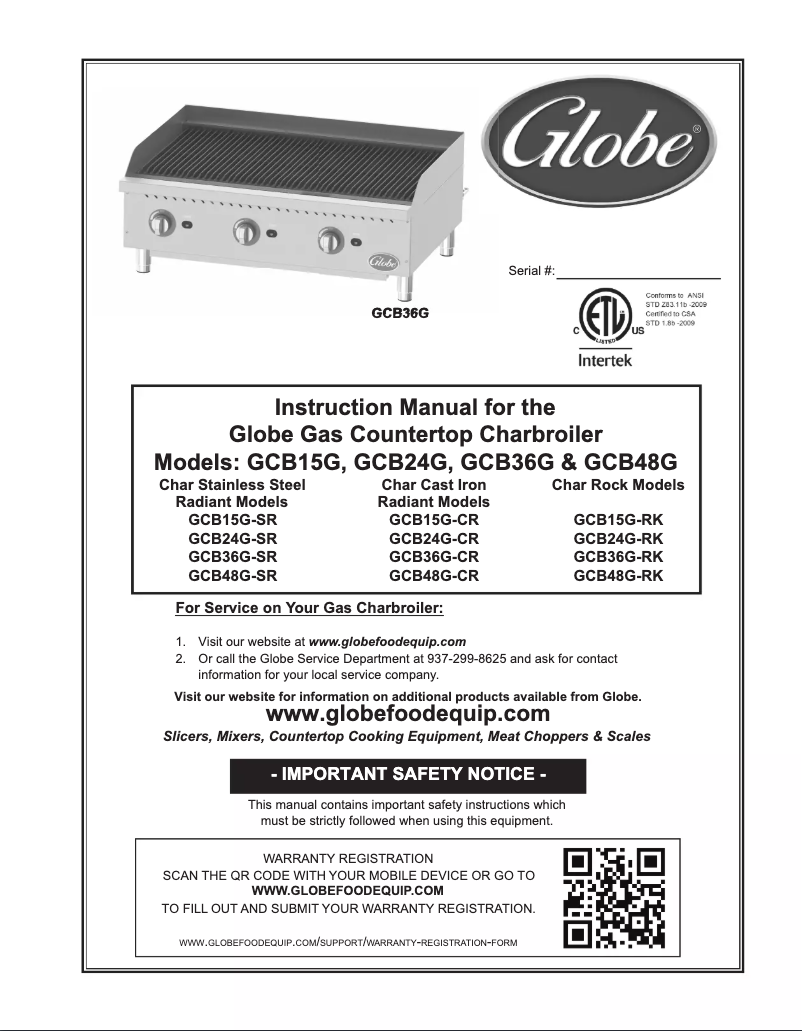 Page 1 de la notice Manuel utilisateur Globe GCB48G-CR