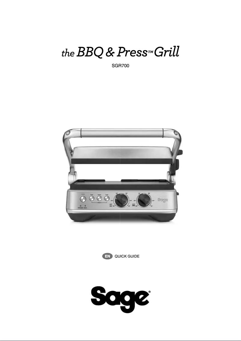Page n°1 - Manuel utilisateur Sage the BBQ & Press Grill BGR700