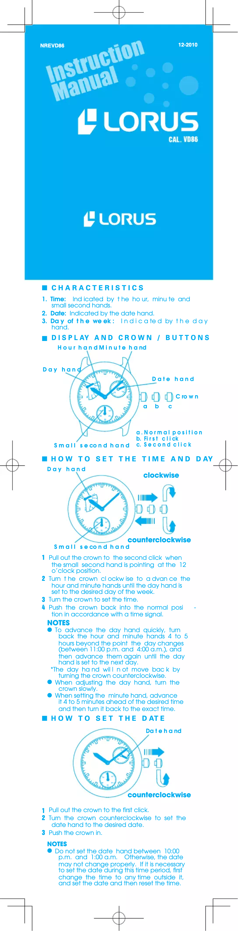 Página 1 del manual Manual de usuario Lorus VD86