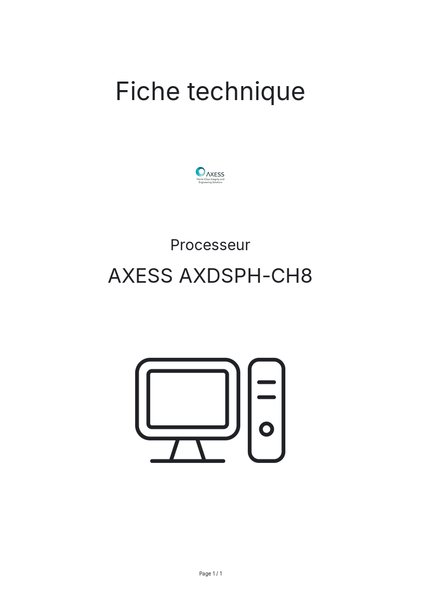 Image de la première page du manuel de l'appareil AXDSPH-CH8