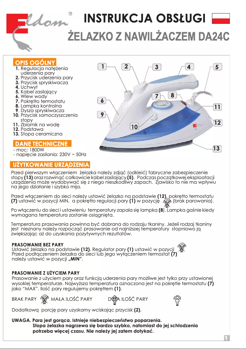 Page n°1 - Manuel utilisateur Eldom DA24C