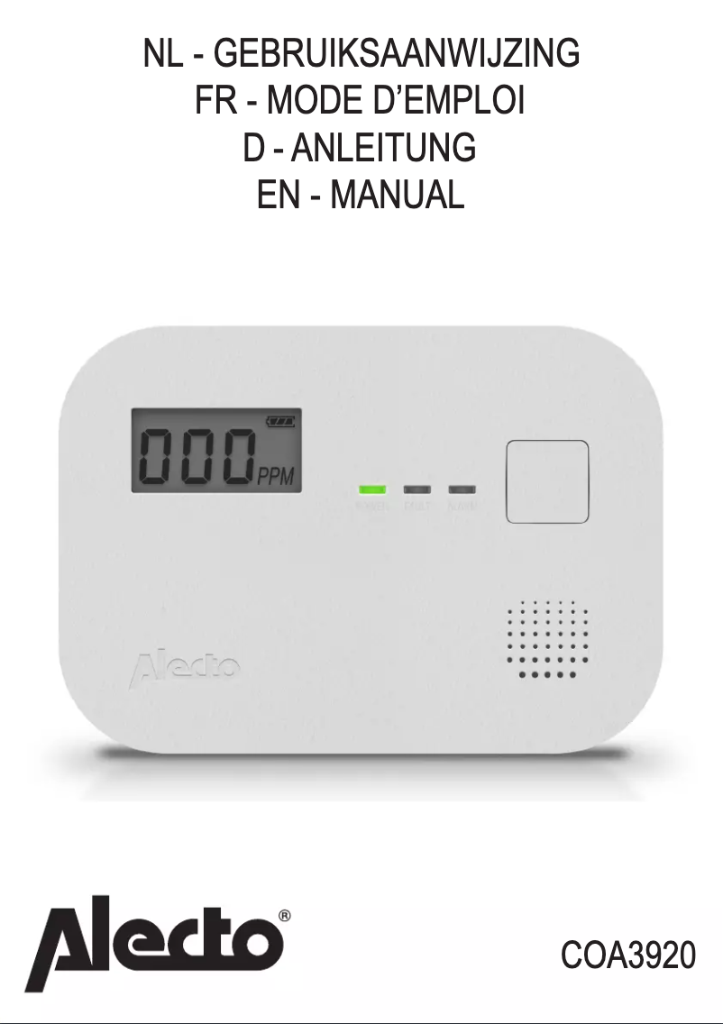 Page 1 de la notice Manuel utilisateur Alecto COA3920