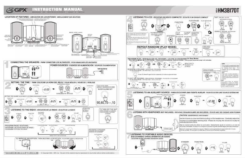 Page n°1 - Manuel utilisateur GPX HM3817DT