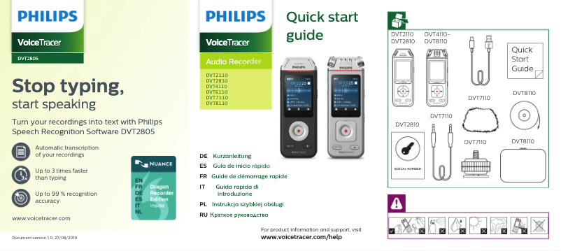 Page 1 de la notice Manuel utilisateur Philips Voice Tracer DVT6110