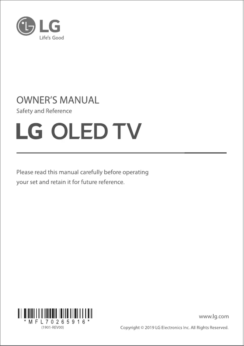 Page 1 of the manual User Manual LG OLED65E9PTA