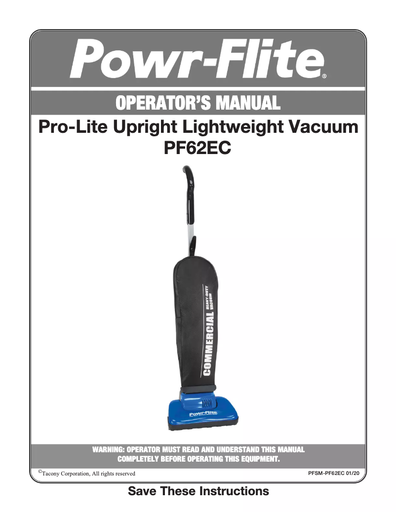 Page n°1 - Manuel utilisateur Powr-Flite PF62EC