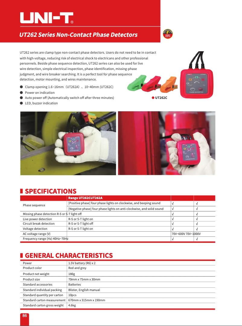 Page 1 de la notice Manuel utilisateur Uni-T UT262C