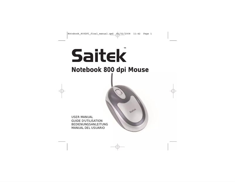 Page n°1 - Manuel utilisateur Saitek Notebook 800 dpi Mouse