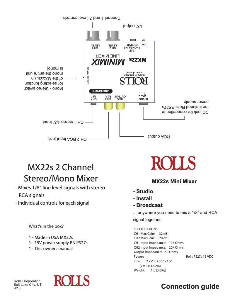 Page n°1 - Manuel utilisateur Rolls MX-22s