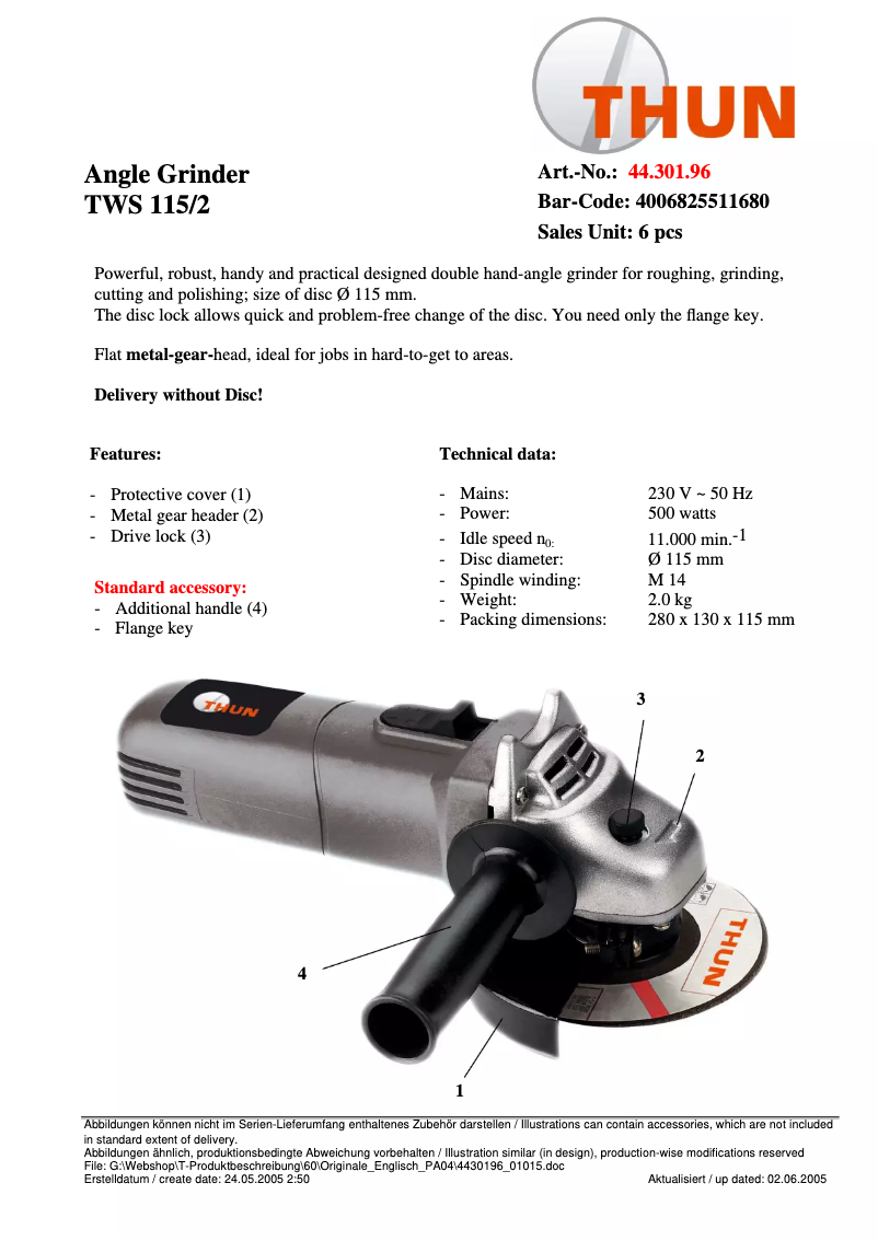 Page 1 de la notice Manuel utilisateur THUN TWS 115-2