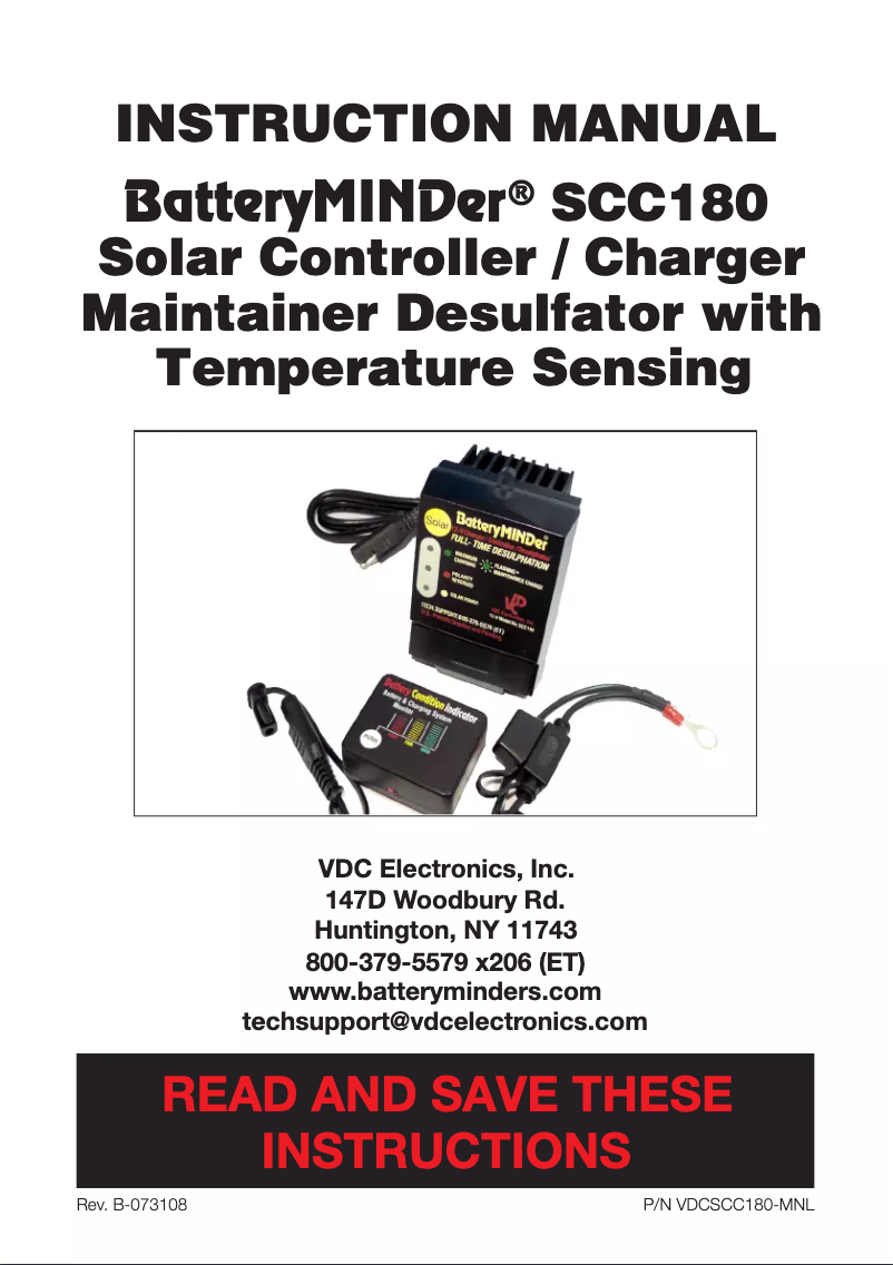 Page 1 de la notice Manuel utilisateur BatteryMINDer SCC180