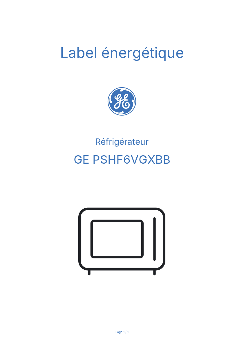 Image de la première page du manuel de l'appareil PSHF6VGXBB