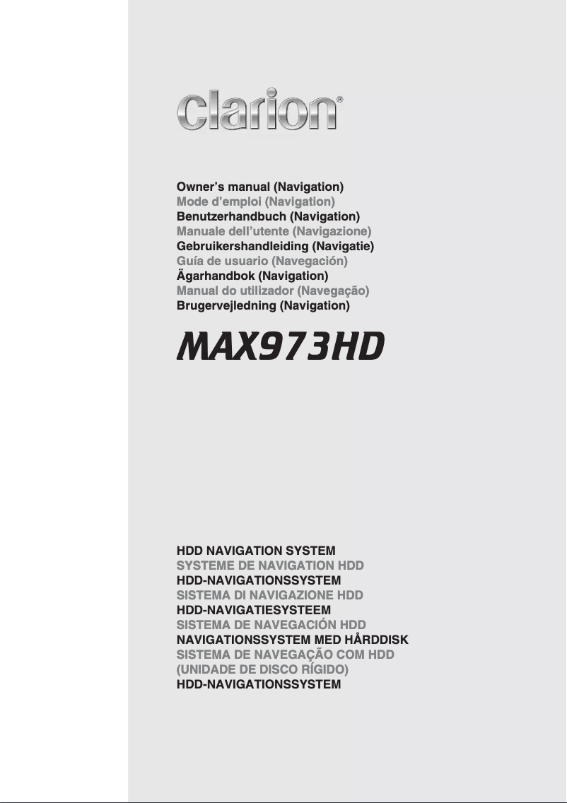 Page 1 de la notice Manuel utilisateur Clarion MAX973HD