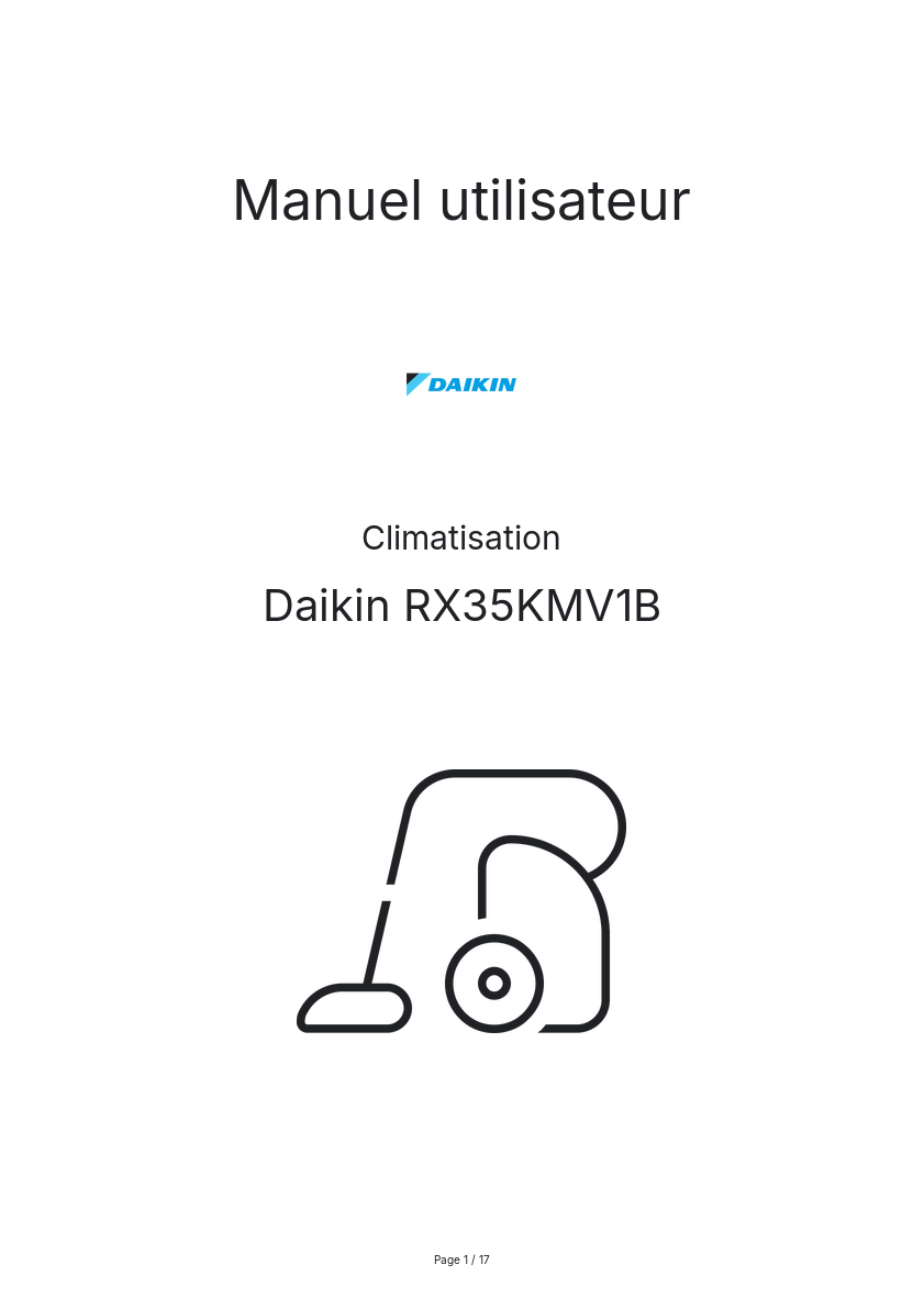 Page n°1 - Manuel utilisateur Daikin RX35KMV1B